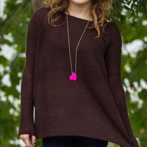 Wine piko knit sweater